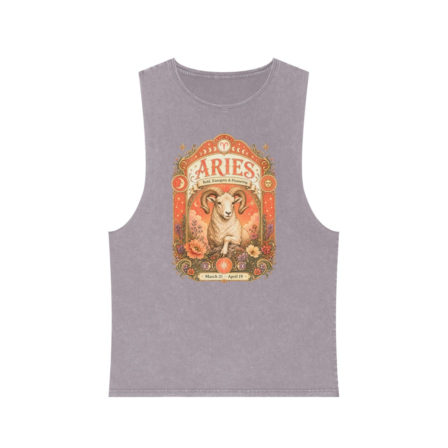 Aries Zodiac Stonewash Tank Top – Cosmic Ram Artwork
