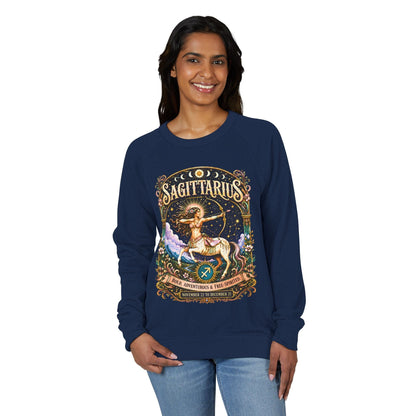 Sagittarius Zodiac Raglan Sweatshirt – Ethereal Archer Artwork