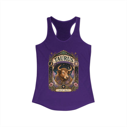 Taurus Zodiac Women's Racerback Tank – Ornate Bull Artwork