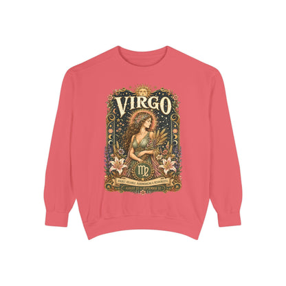Virgo Zodiac Garment-Dyed Sweatshirt – Mystic Maiden Artwork