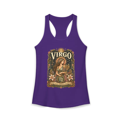 Virgo Zodiac Women's Racerback Tank – Ornate Maiden Artwork