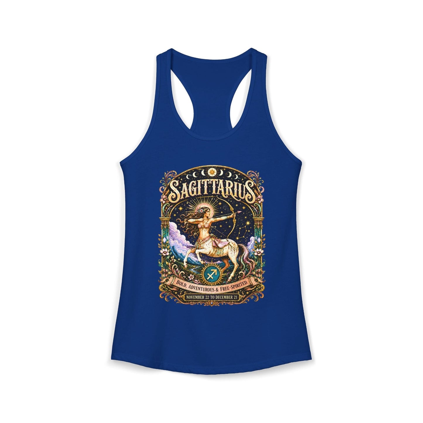 Sagittarius Zodiac Women's Racerback Tank – Ornate Archer Artwork