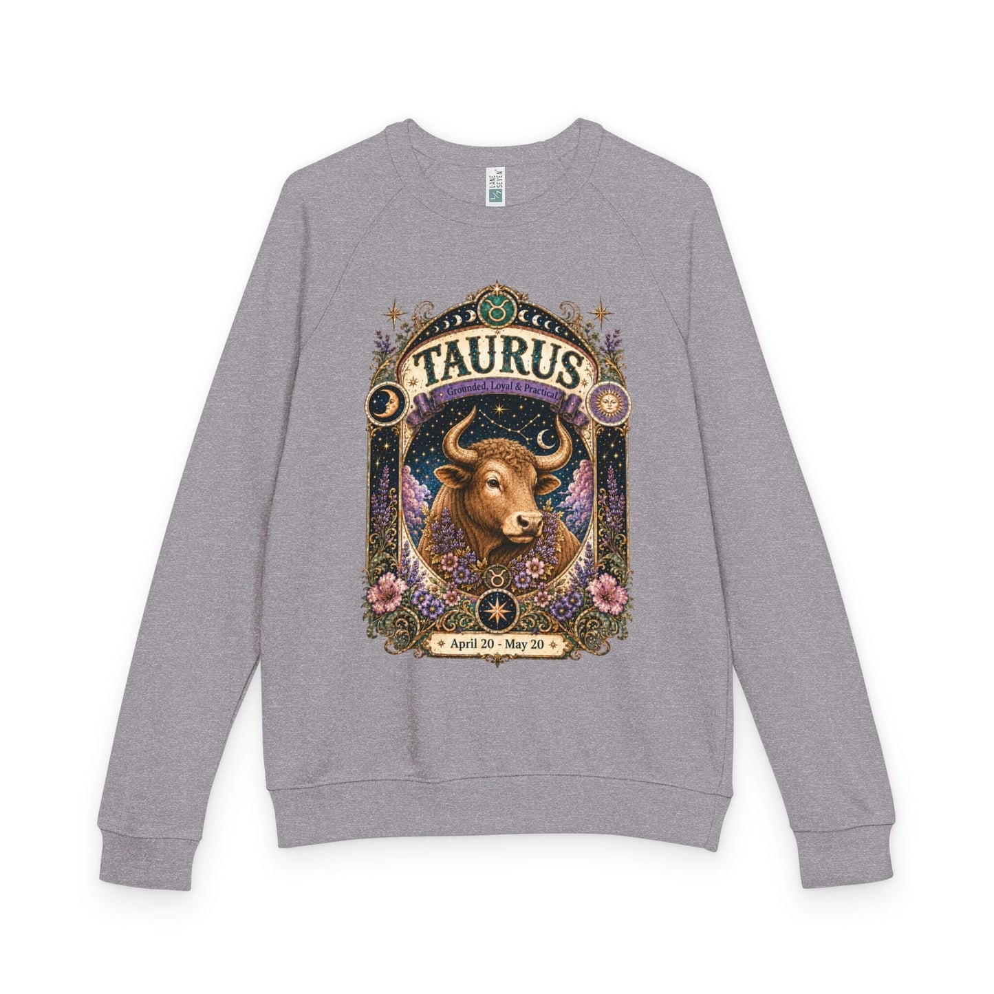 Taurus Zodiac Raglan Sweatshirt – Ethereal Bull Artwork