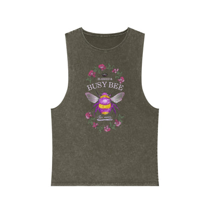 Blessed & Busy Bee - Unisex Stonewash Tank Top