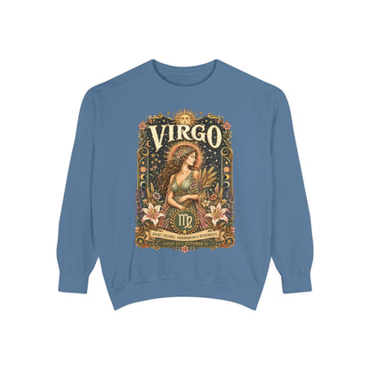 Virgo Zodiac Garment-Dyed Sweatshirt – Mystic Maiden Artwork