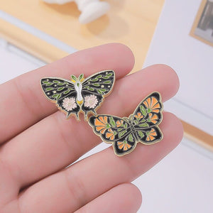 Romantic Floral Moth Enamel Pin