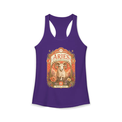 Aries Zodiac Women's Racerback Tank – Ornate Ram Artwork