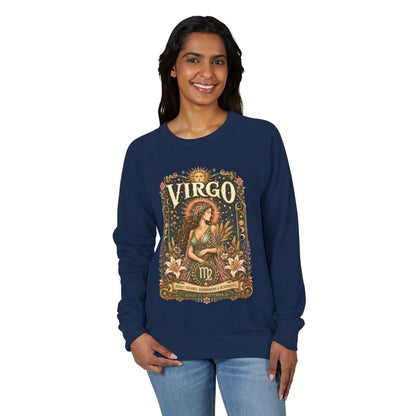 Virgo Zodiac Raglan Sweatshirt – Ethereal Maiden Artwork