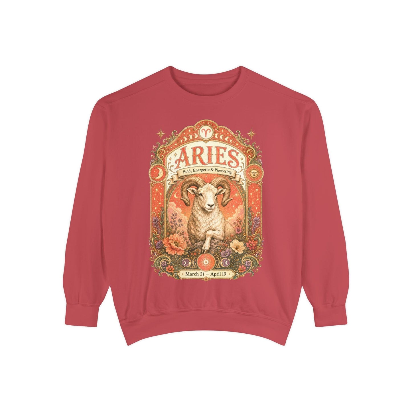 Aries Zodiac Garment-Dyed Sweatshirt – Mystic Ram Artwork