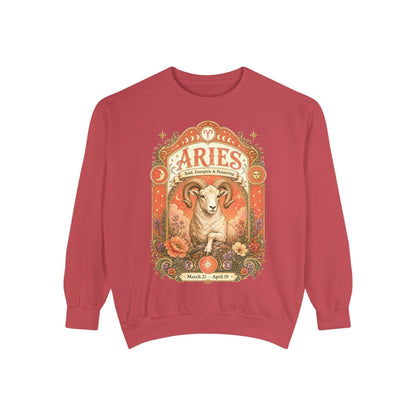 Aries Zodiac Garment-Dyed Sweatshirt – Mystic Ram Artwork