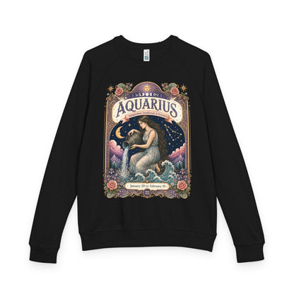 Aquarius Zodiac Raglan Sweatshirt – Ethereal Water Bearer Artwork