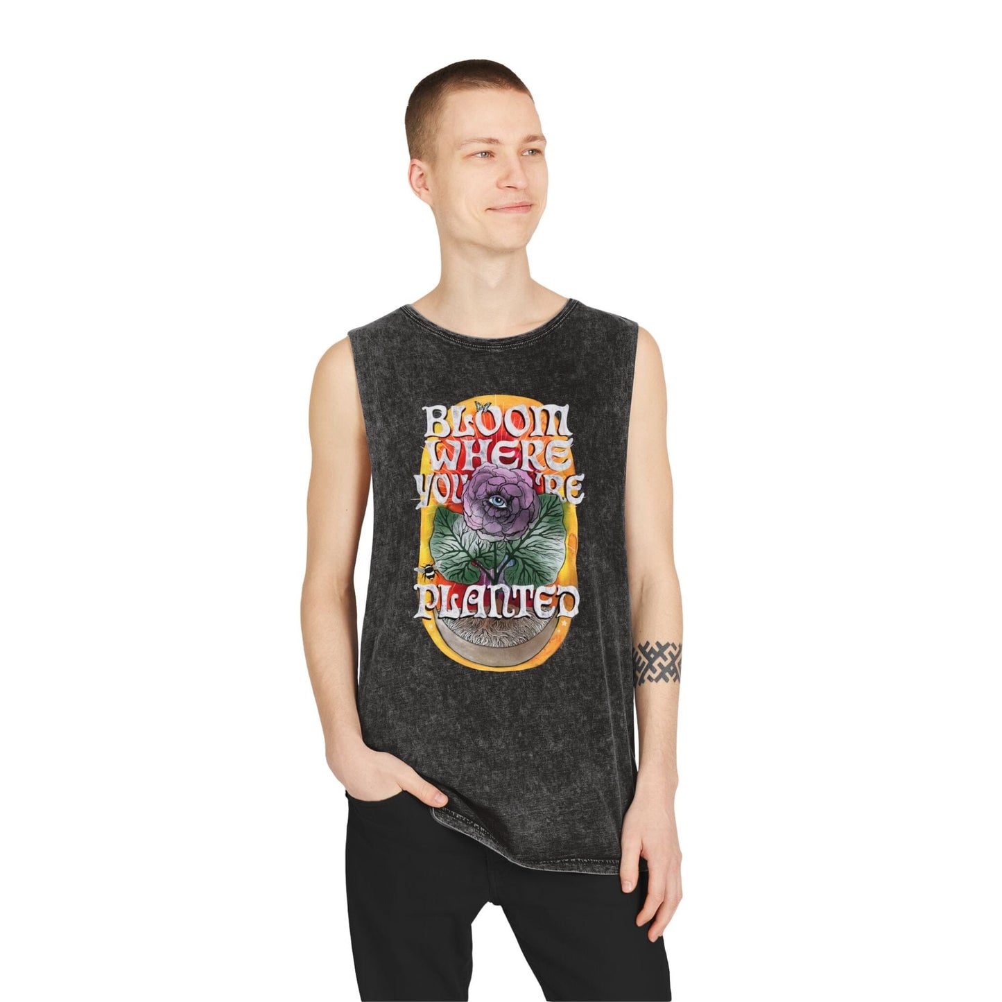 Bloom Where You Are Planted - Unisex Stonewash Tank Top