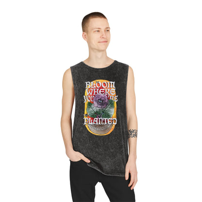 Bloom Where You Are Planted - Unisex Stonewash Tank Top