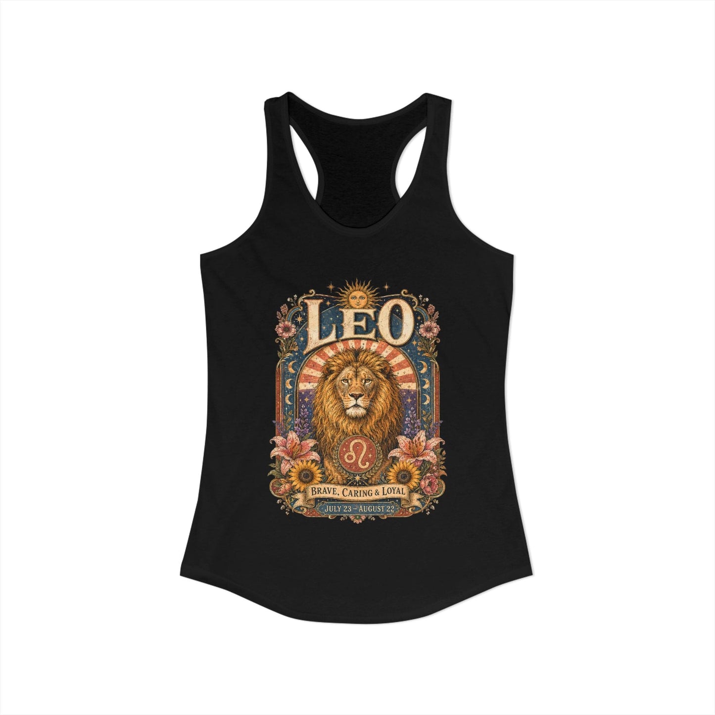 Leo Zodiac Women's Racerback Tank – Ornate Lion Artwork