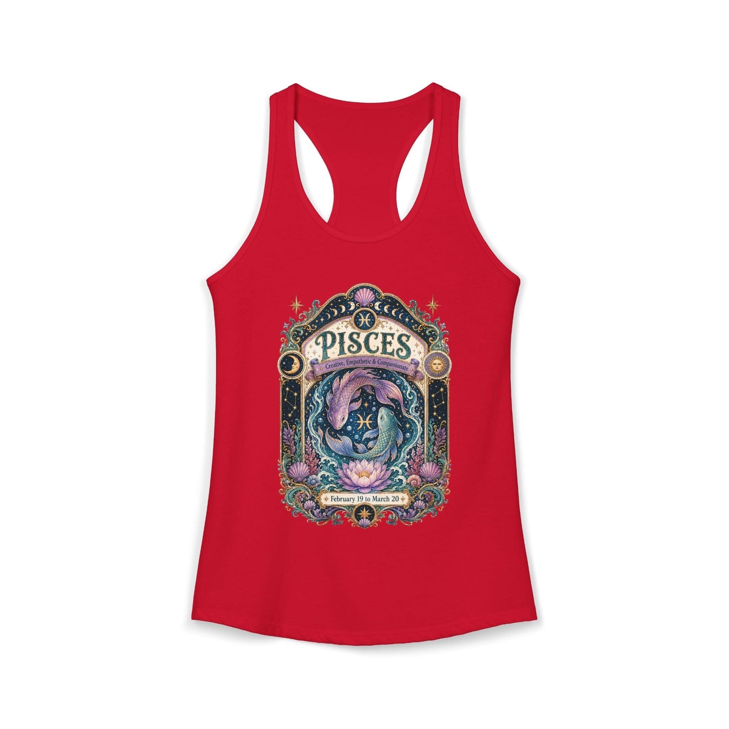 Pisces Zodiac Women's Racerback Tank – Ornate Fish Artwork