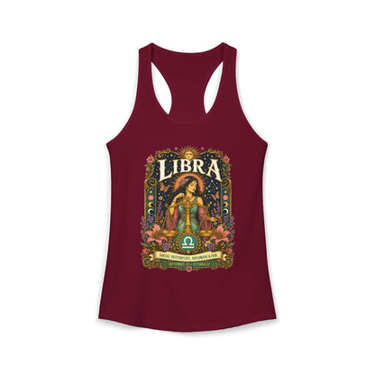Libra Zodiac Women's Racerback Tank – Ornate Scales Artwork