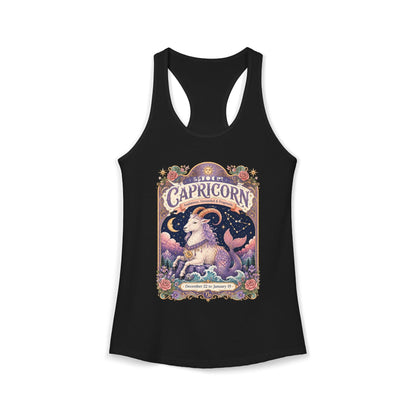 Capricorn Zodiac Women's Racerback Tank – Ornate Sea Goat Artwork