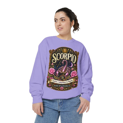 Scorpio Zodiac Garment-Dyed Sweatshirt – Mystic Scorpion Artwork