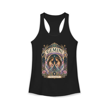 Gemini Zodiac Women's Racerback Tank – Ornate Twins Artwork