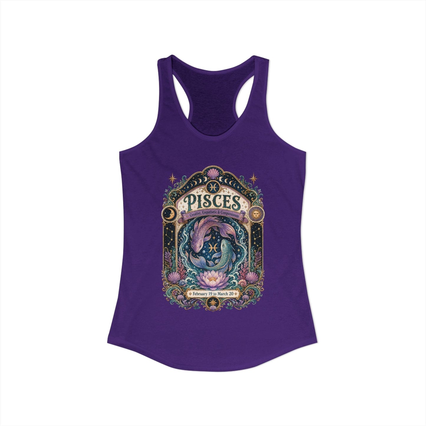Pisces Zodiac Women's Racerback Tank – Ornate Fish Artwork