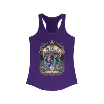 Pisces Zodiac Women's Racerback Tank – Ornate Fish Artwork