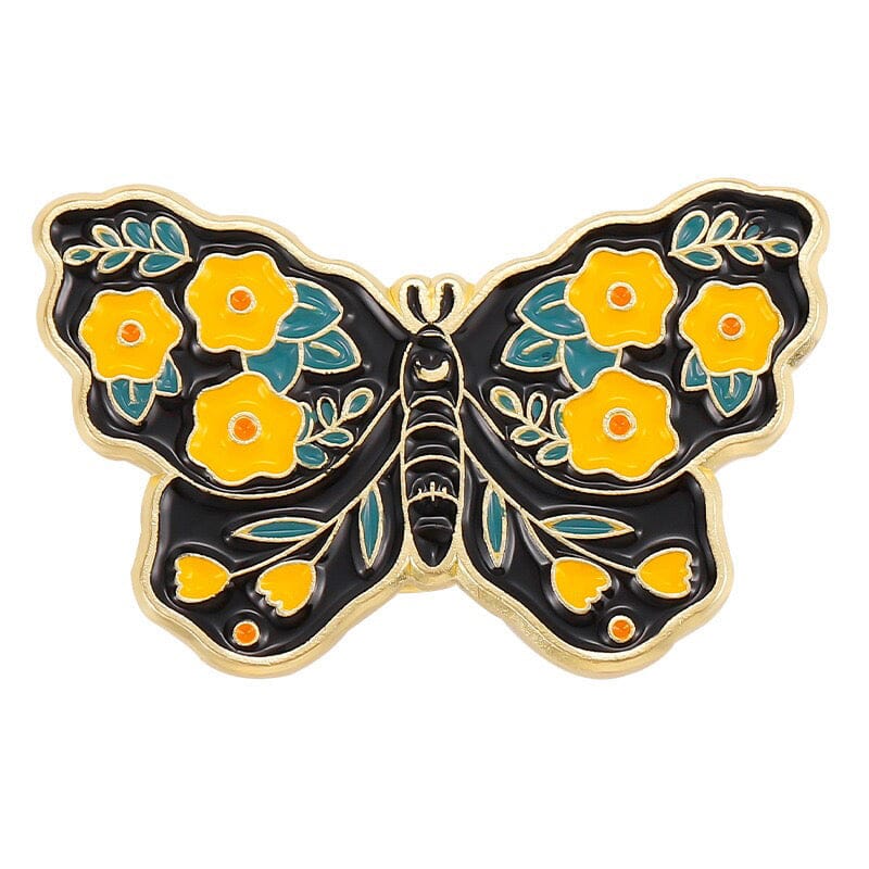 Romantic Floral Moth Enamel Pin