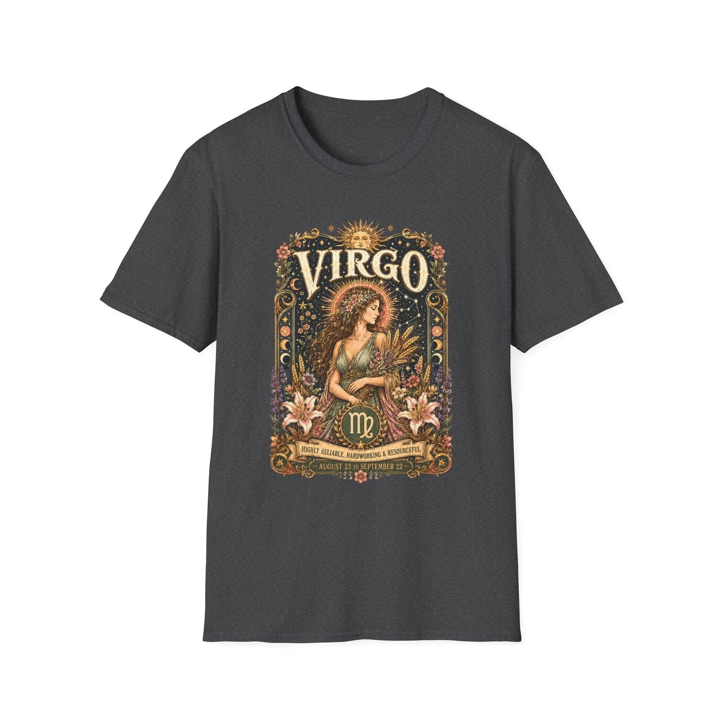 Virgo Zodiac Softstyle T-Shirt – Celestial Maiden Artwork