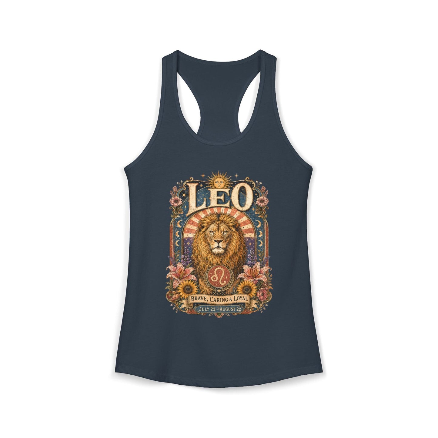 Leo Zodiac Women's Racerback Tank – Ornate Lion Artwork