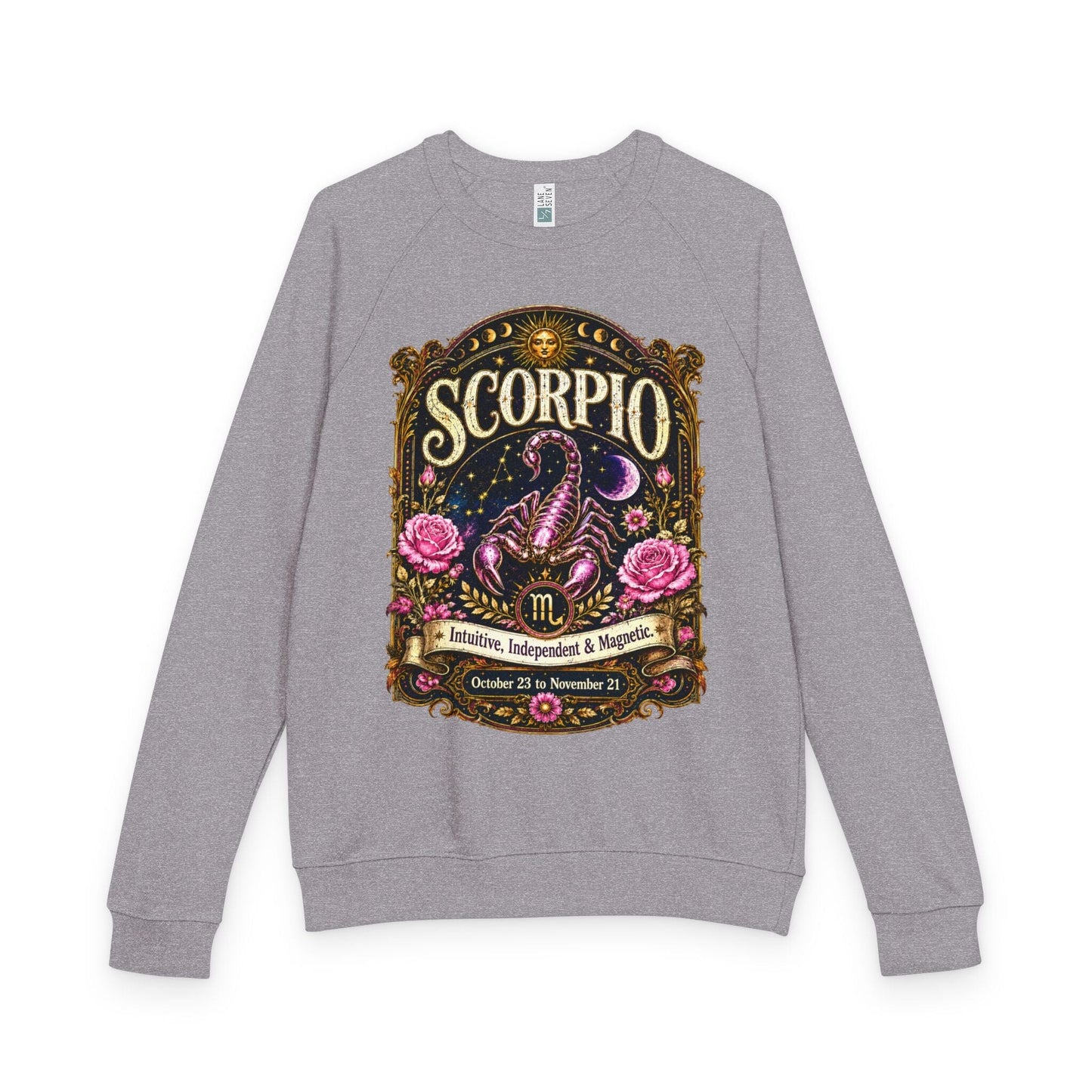 Scorpio Zodiac Raglan Sweatshirt – Ethereal Scorpion Artwork