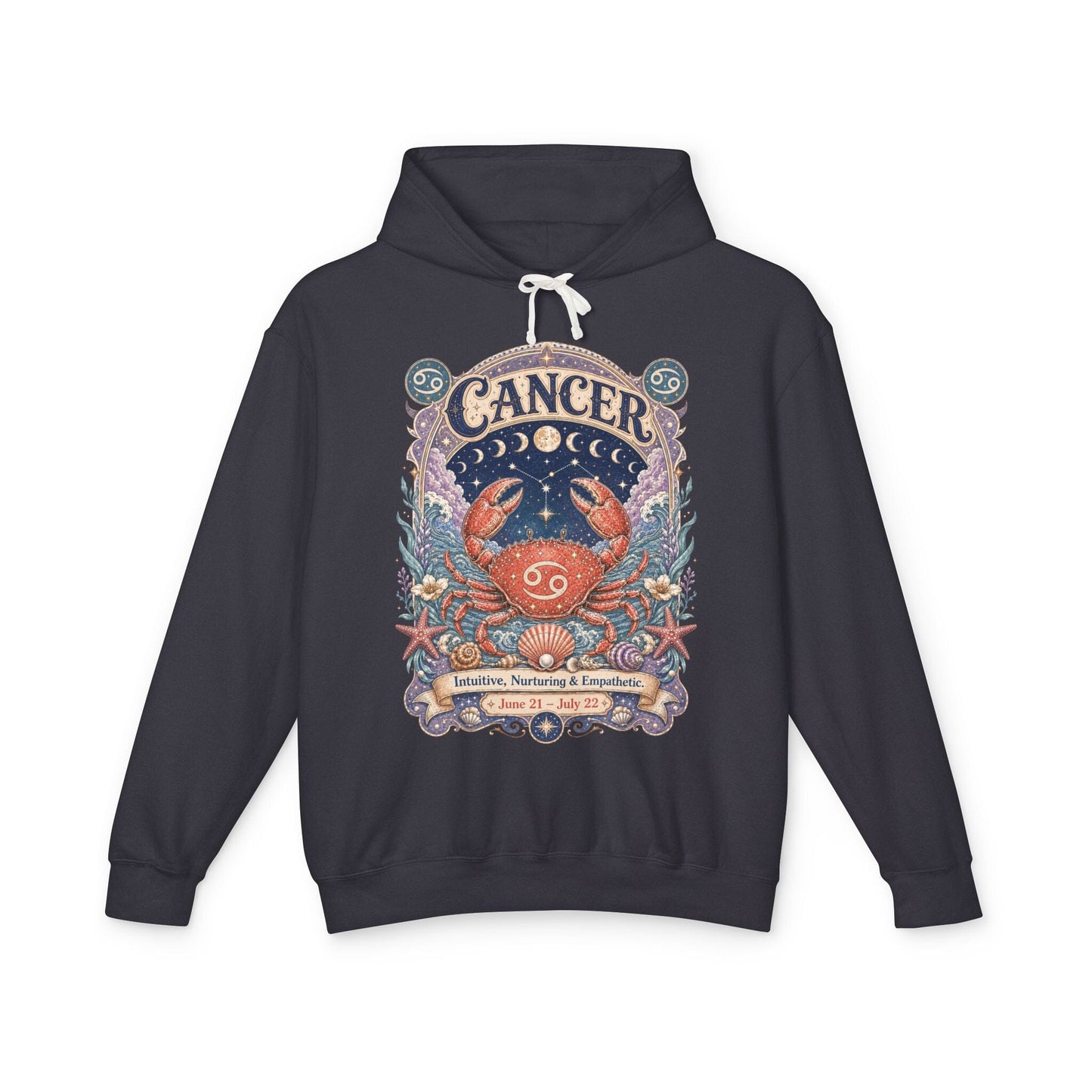 Cancer Zodiac Hooded Sweatshirt – Enchanted Crab Artwork