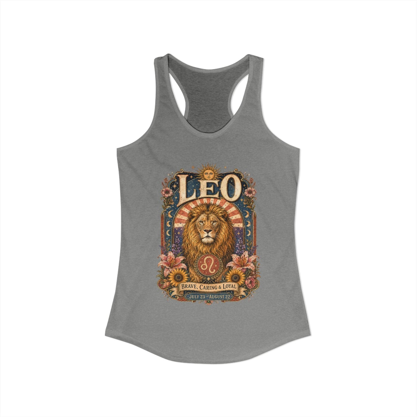 Leo Zodiac Women's Racerback Tank – Ornate Lion Artwork