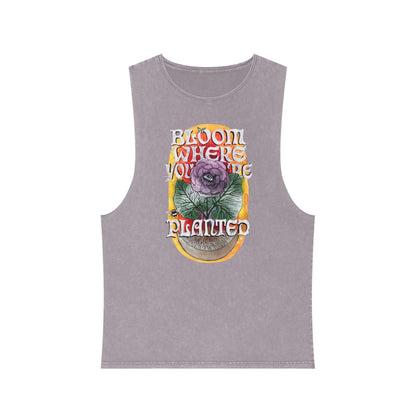 Bloom Where You Are Planted - Unisex Stonewash Tank Top