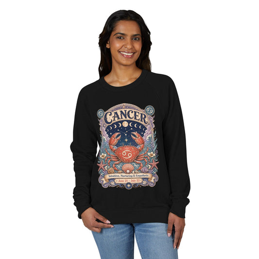 Cancer Zodiac Raglan Sweatshirt – Ethereal Crab Artwork
