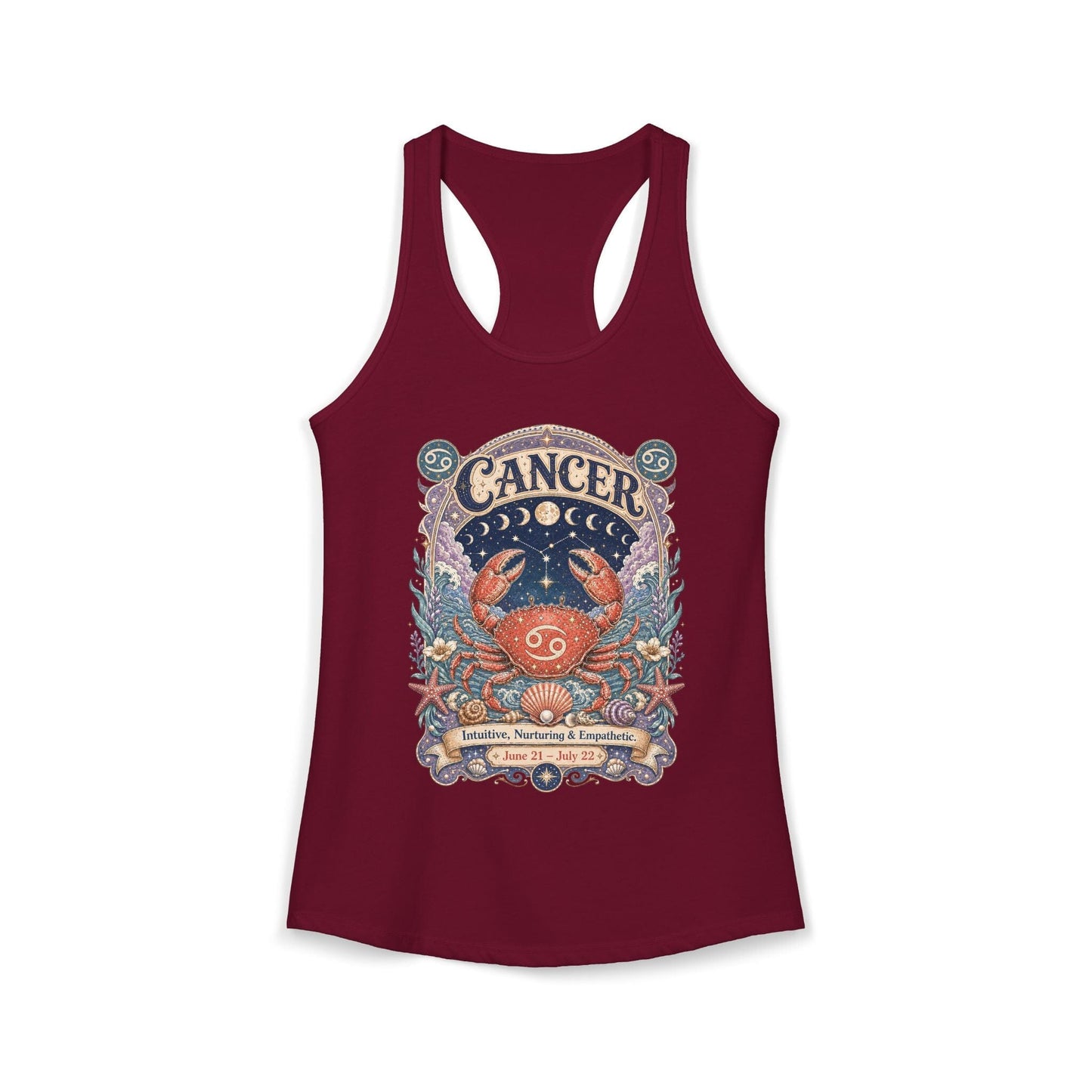 Cancer Zodiac Women's Racerback Tank – Ornate Crab Artwork