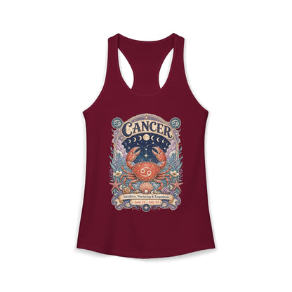 Cancer Zodiac Women's Racerback Tank – Ornate Crab Artwork
