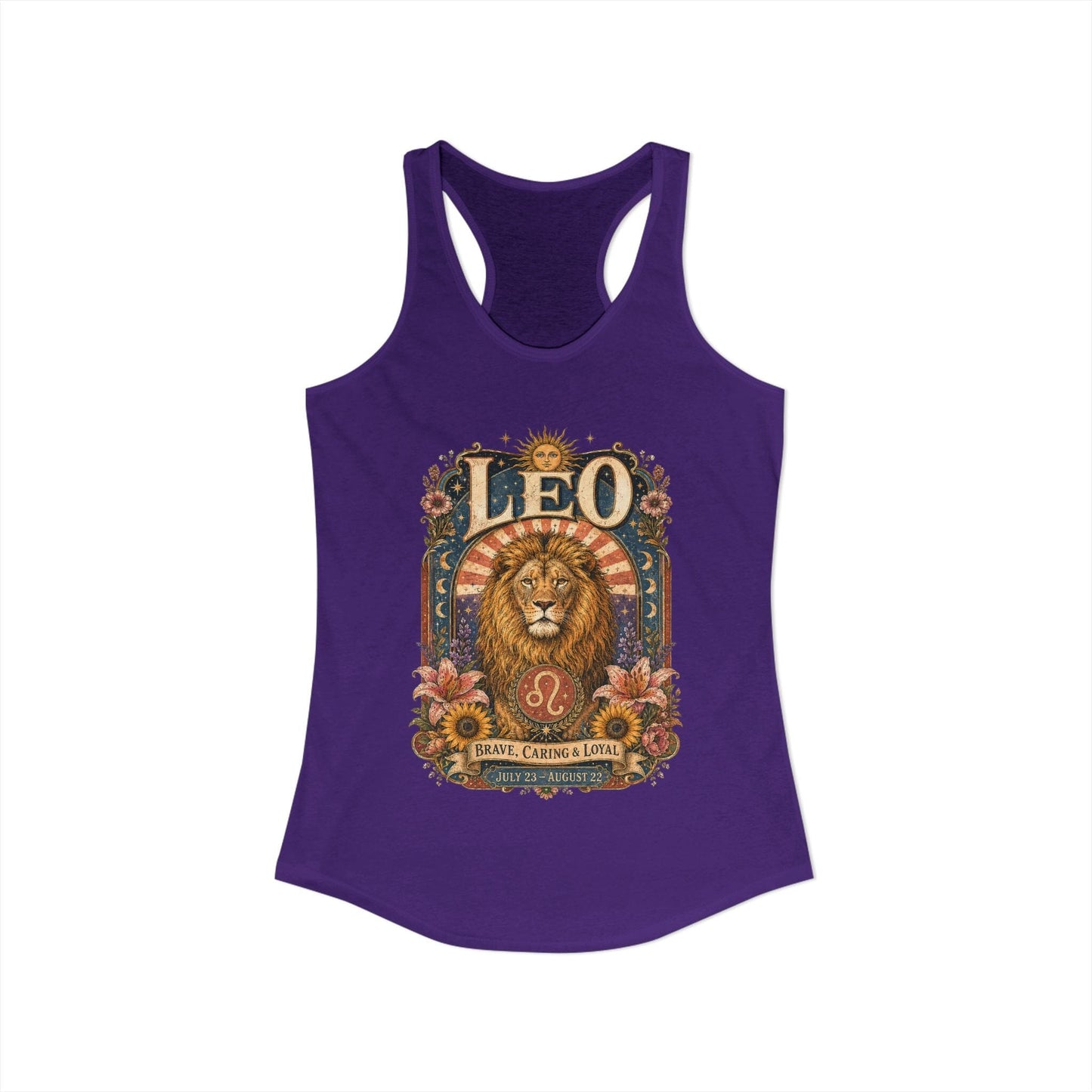 Leo Zodiac Women's Racerback Tank – Ornate Lion Artwork