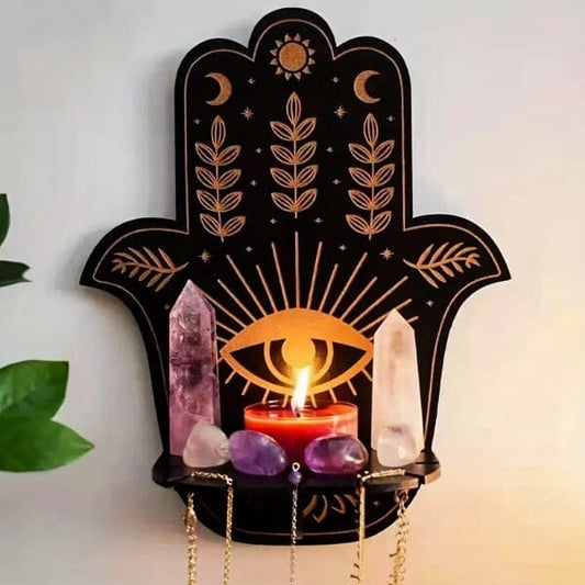 Hamsa Hand Wooden Floating Altar Shelf