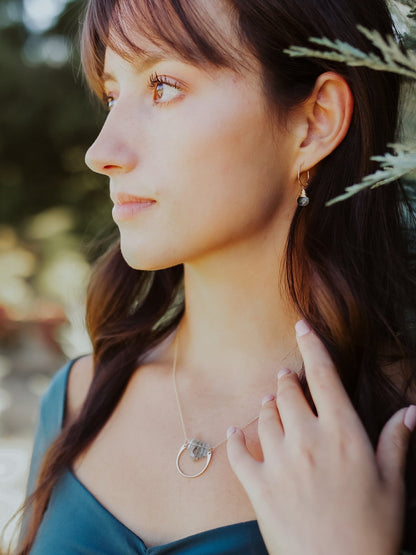 Bar Graph Necklace | Raw Aquamarine Pendant Necklace