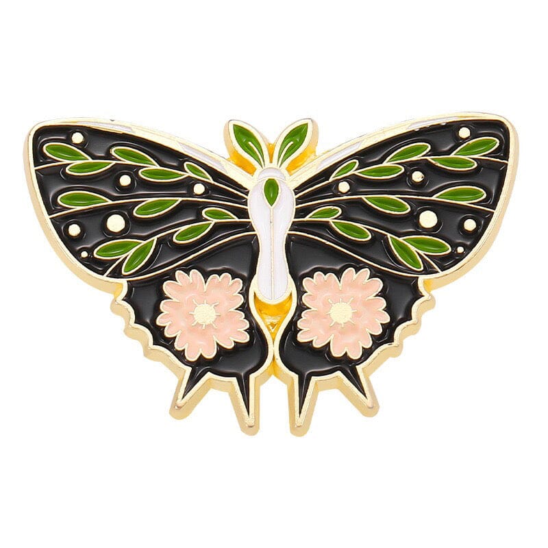 Romantic Floral Moth Enamel Pin