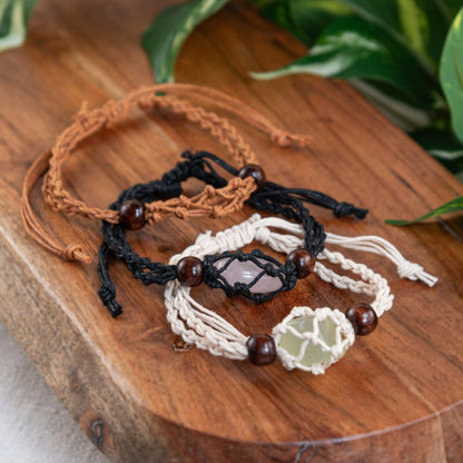 Macrame Crystal Holder Bracelet | Braided Stone Cage