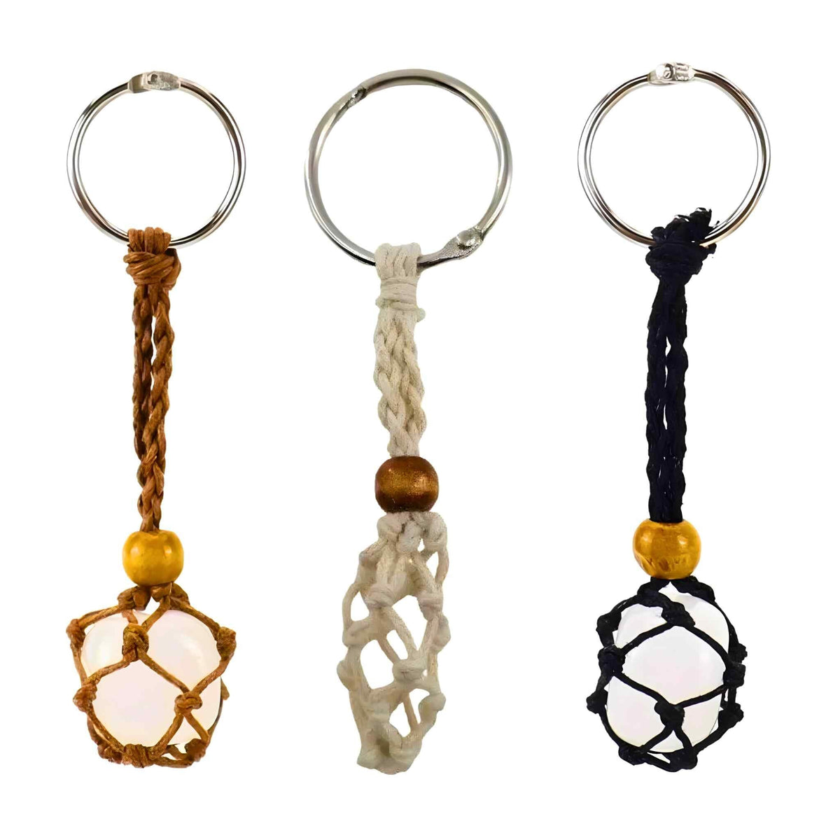 Macrame Crystal Holder Keychain | Braided Stone Cage