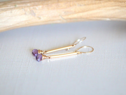Amethyst Bar Earrings | Elegant Drop Earrings