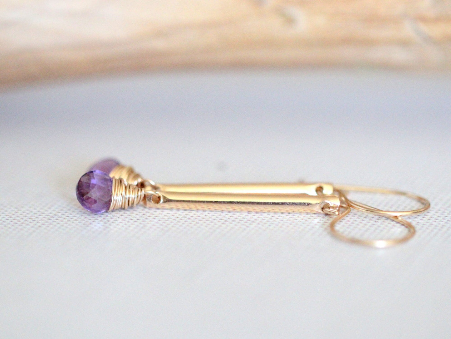 Amethyst Bar Earrings | Elegant Drop Earrings