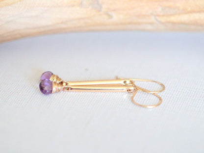 Amethyst Bar Earrings | Elegant Drop Earrings