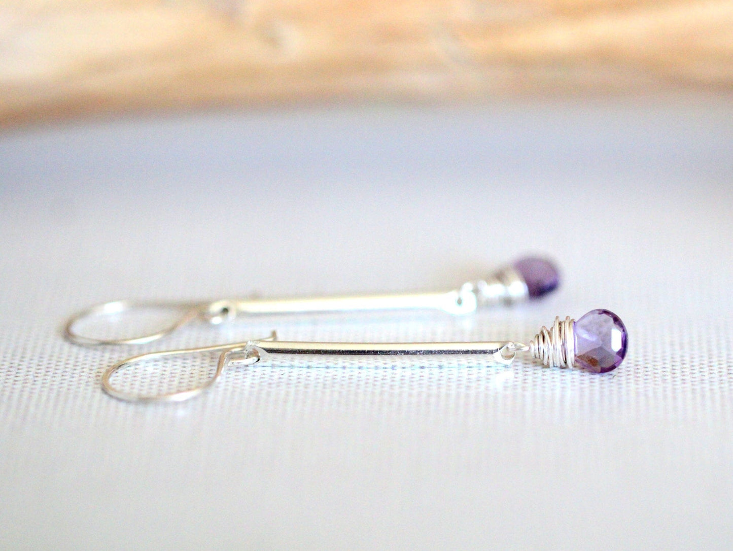 Amethyst Bar Earrings | Elegant Drop Earrings