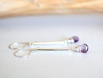 Amethyst Bar Earrings | Elegant Drop Earrings
