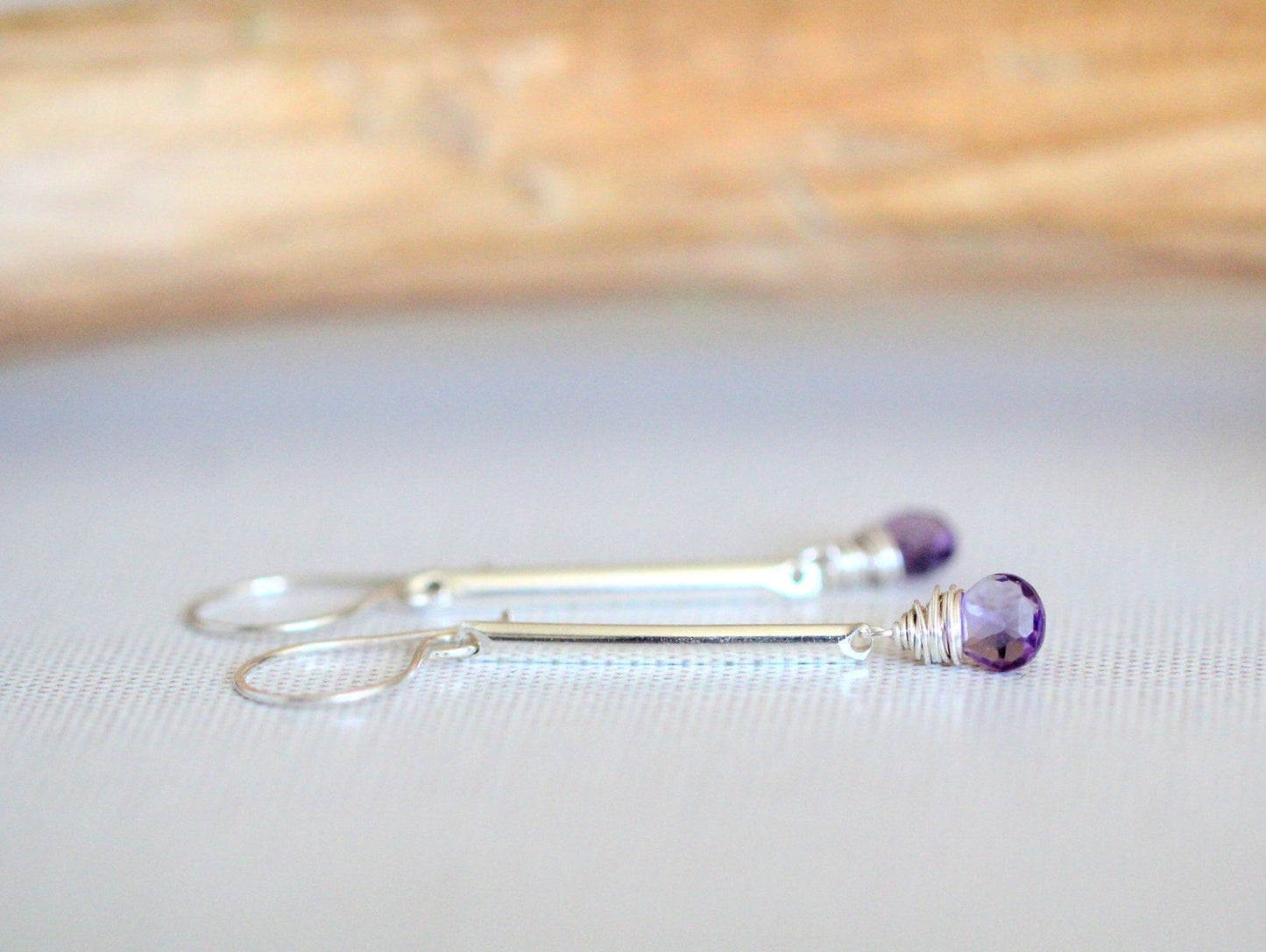 Amethyst Bar Earrings | Elegant Drop Earrings