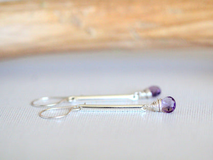 Amethyst Bar Earrings | Elegant Drop Earrings