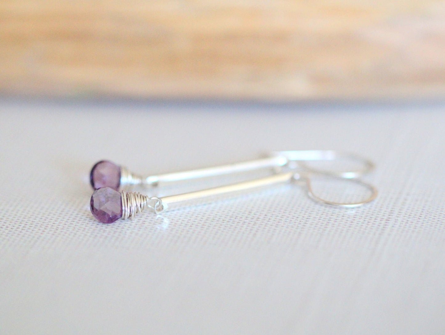 Amethyst Bar Earrings | Elegant Drop Earrings