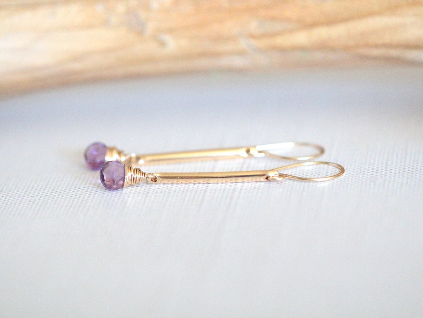 Amethyst Bar Earrings | Elegant Drop Earrings